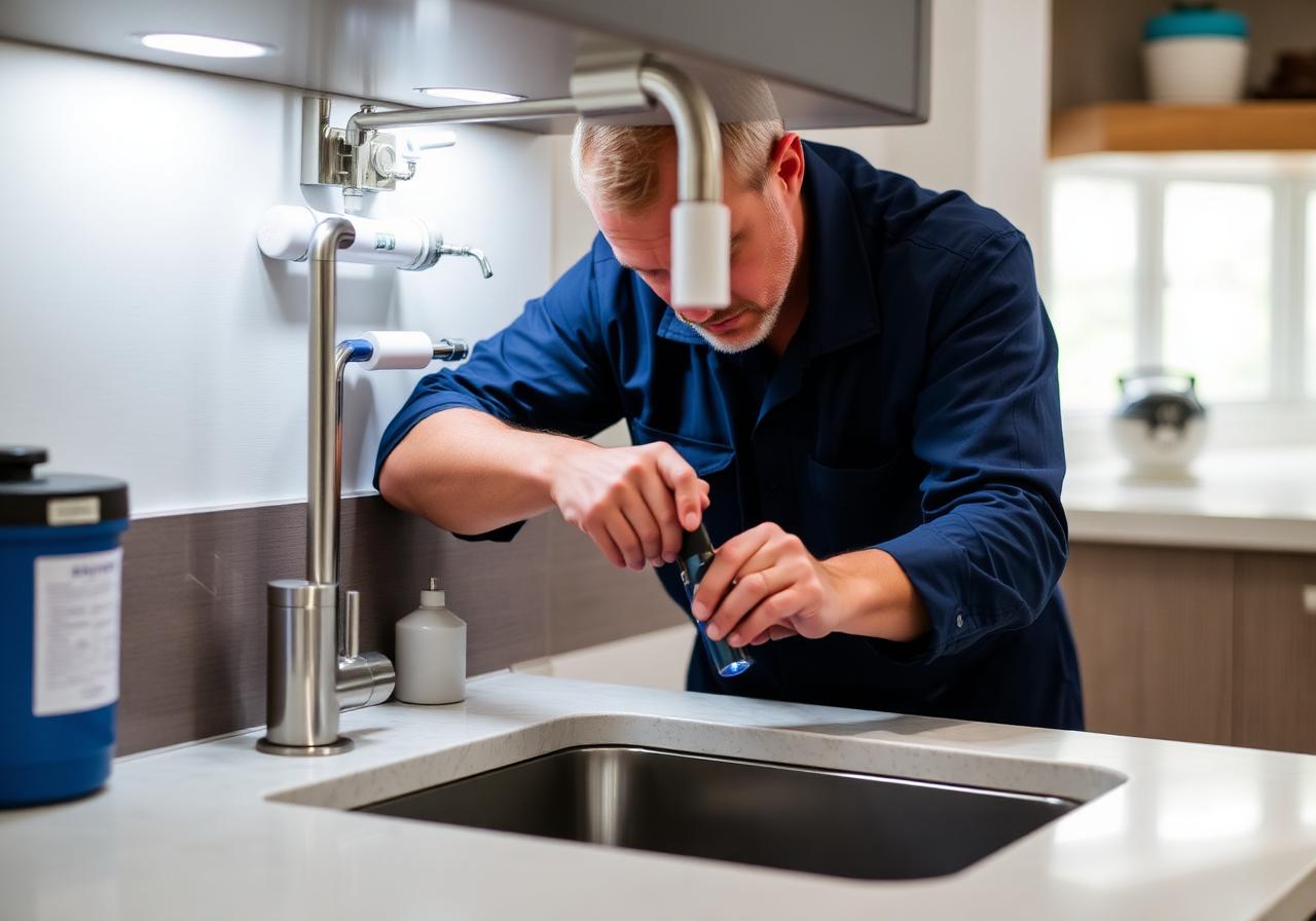 Técnico de Nösslin realizando mantenimiento de equipo de tratamiento de agua en Zaragoza
